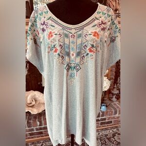Johnny Was Embroidered Floral Women's Top - Gray